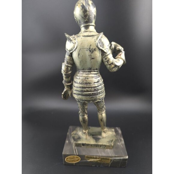 Vintage 1969 Depose Italy Fontanini Pewter Knight Figurine Carrara Marble Base - Picture 11 of 12